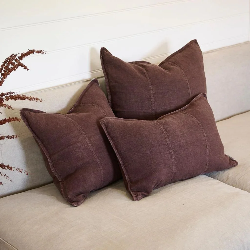 Luca Linen Cushion Chocolate - Image 4