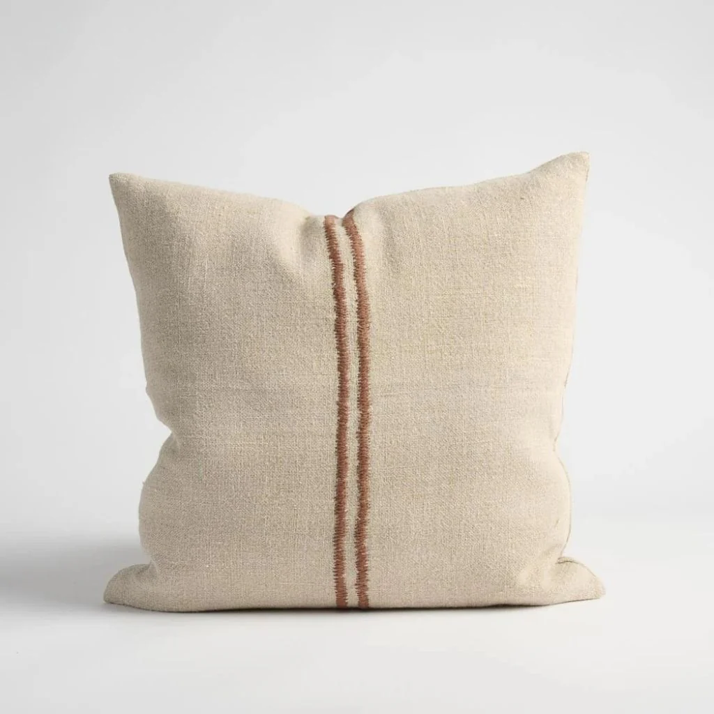Orion Linen Cushion Natural/Chocolate - Image 12