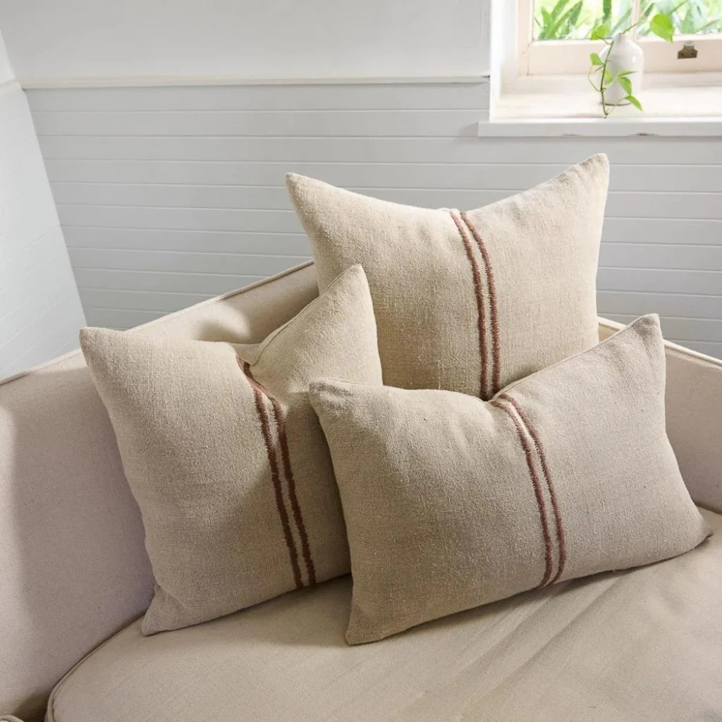 Orion Linen Cushion Natural/Chocolate - Image 7